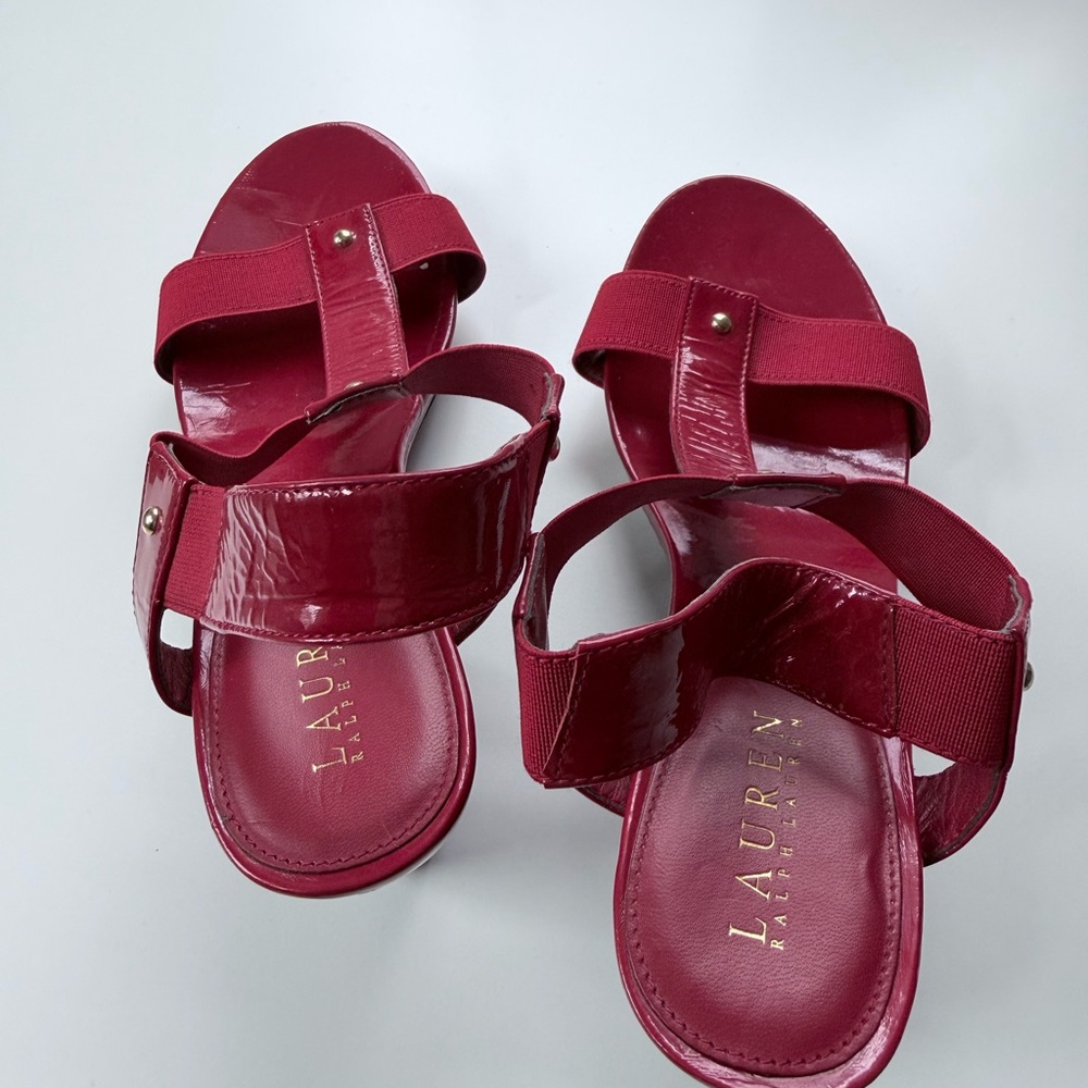 Lauren Ralph Lauren Red Wedge Sandals - Picture 5 of 13